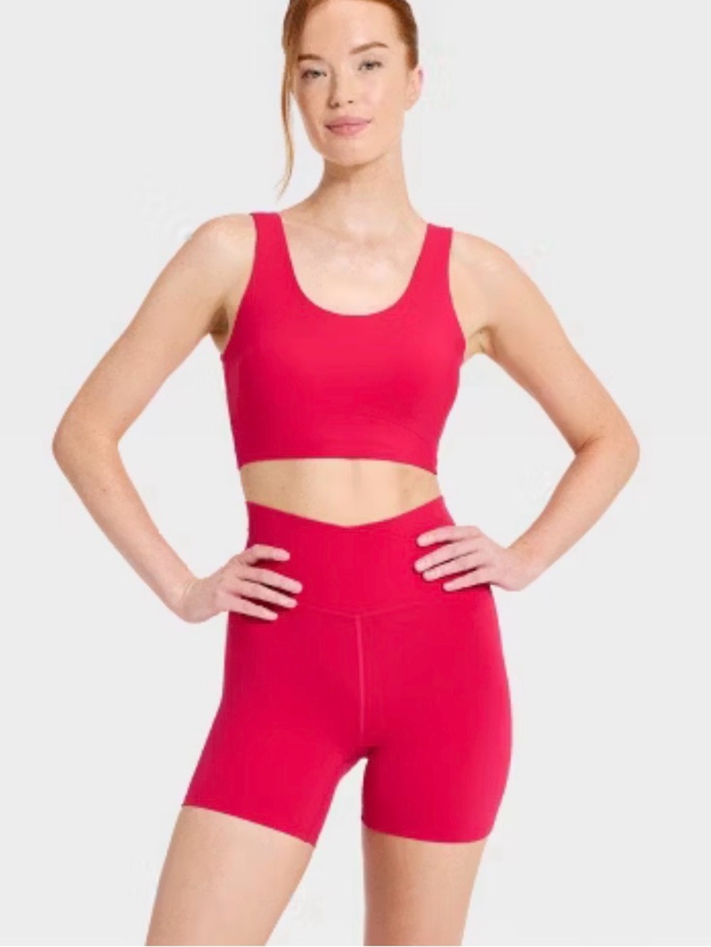 all in motion V-Waist Bike Shorts ultra high rise Size M Red - Picture 3 of 7